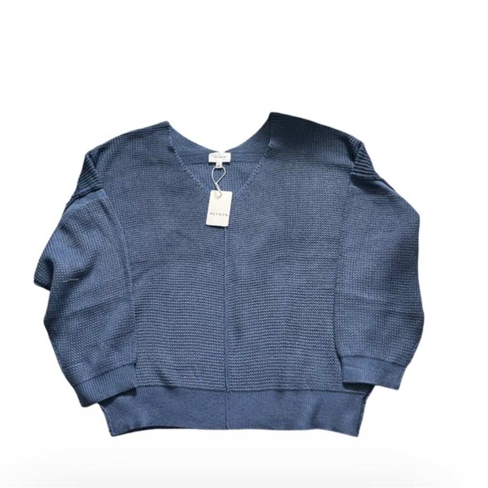 Heyson blue knit V-neck sweater